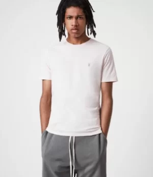 Image of AllSaints Mens Brace Crew T-Shirt, Mineral Pink, Size: S