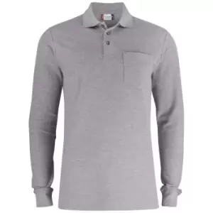 Image of Clique Unisex Adult Basic Melange Long-Sleeved Polo Shirt (XS) (Grey)