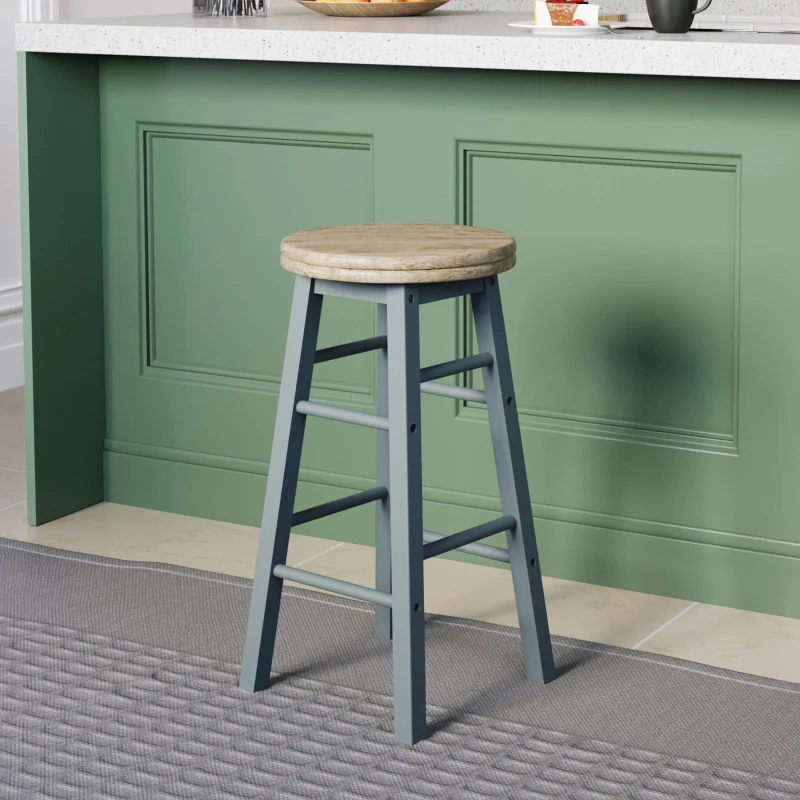 Image of Lassic Chef Vida Wooden Revolving Bar Stool Grey unisex One Size