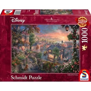 Image of Thomas Kinkade Disney Lady and the Tramp 1000 Piece Jigsaw Puzzle