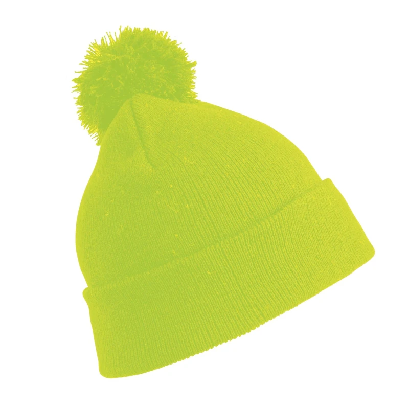 Image of Result Winter Essentials Pom Pom Beanie in Yellow Yellow Unisex One Size
