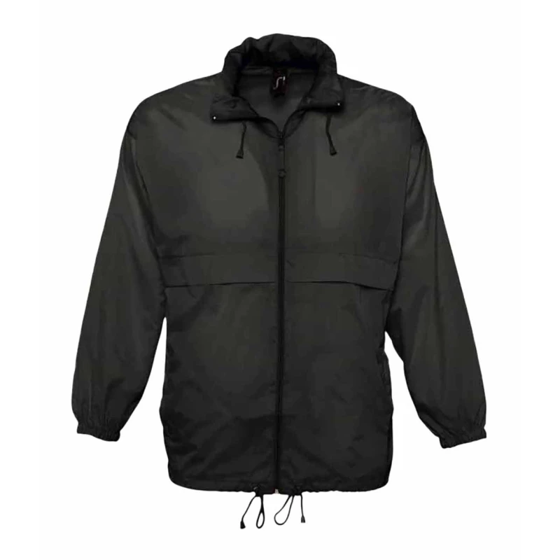 Image of SOL'S Mens Surf Windbreaker Lightweight Jacket in Black Size: XS Black Male XS