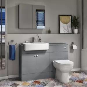 Image of 1200mm Grey Toilet and Sink Unit with Round Toilet - Harper