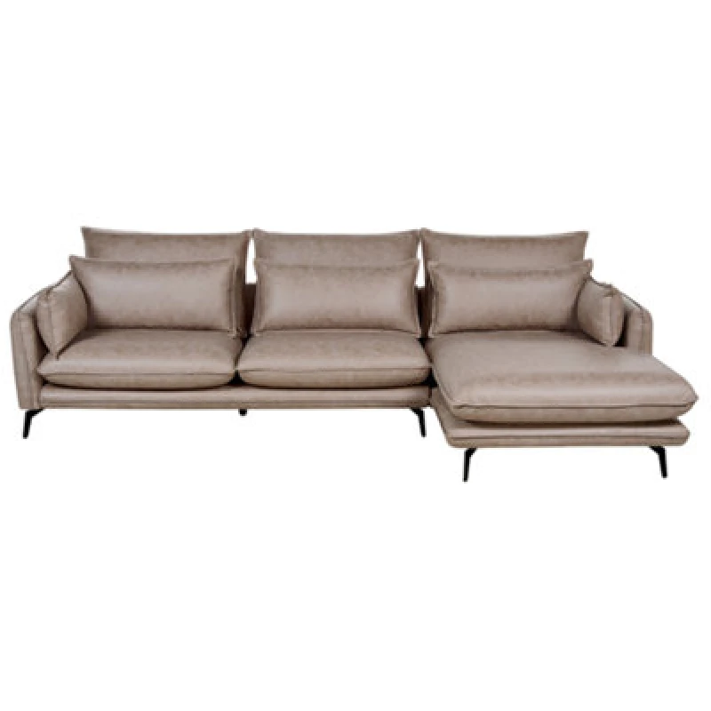 Image of Beliani Corner Sofa 3 Seater Gallo Faux Suede Light Brown Left Hand