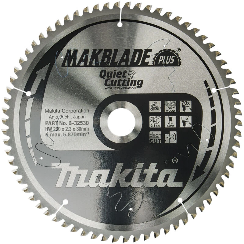 Image of Makita MAKBLADE PLUS Circular Mitre Saw Blade for Wood B-32530 Diameter: 260mm