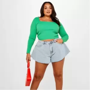 Image of Missguided Recycled Plus Size Floaty Denim Short - Blue