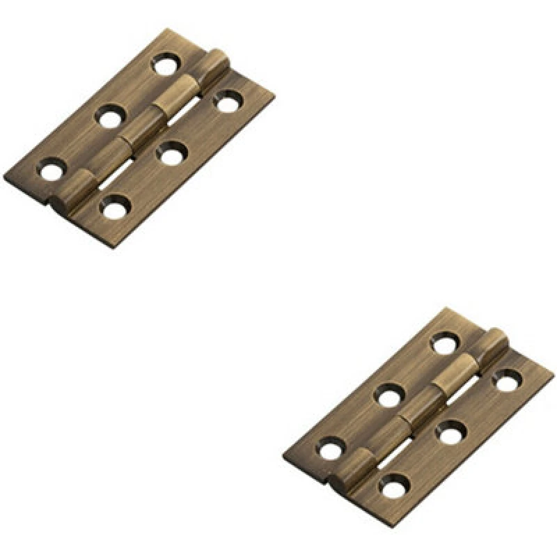 Image of Loops 2x PAIR 50 x 28 x 1.5mm Cabinet Hinge Antique Brass Small Cupboard Door Metallics