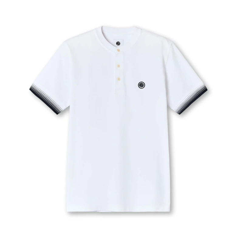 Image of Pretty Green Mens Gradient Grandad Regular Fit T-Shirt White male Small