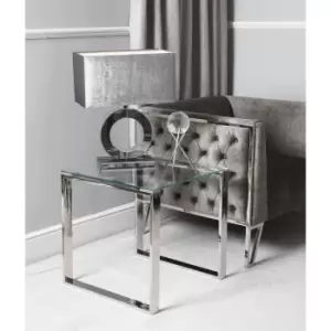 Image of Stainless Steel Side Table with Glass Top