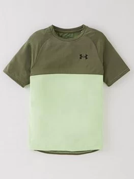 Image of Urban Armor Gear Boys Tech Colour Block Short Sleeved T-Shirt - Green, Size S=7-8 Years