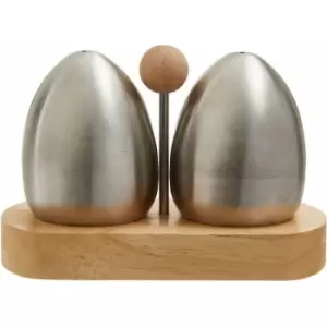 Image of Rubberwood and Stainless Steel Salt and Pepper Set - Premier Housewares