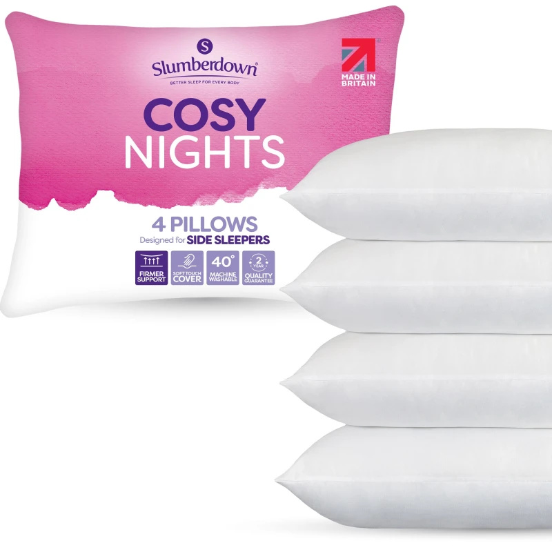 Image of Slumberdown 4 Pack Cosy Nights Firm Support Pillows White unisex