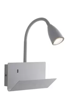 Image of Gulp Flexible Arm Reading USB Wall Lamp Shelf, White, GU10