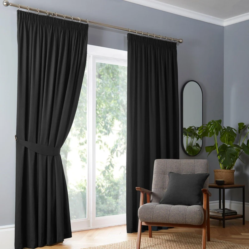 Image of Fusion Dijon Ready Made Blackout Curtains Black