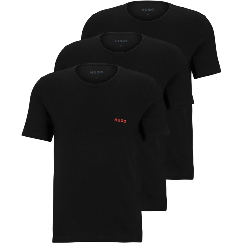 Image of Hugo 3 Pack T Shirts - Black XL
