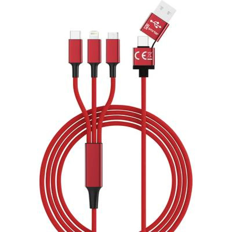 Image of Smrter HYDRA ULT RD - Ladekabel USB-A/USB-C -> micro USB Lightning...