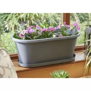 Image of 50cm Charcoal Plant Trough & Tray - Charcoal - Clever Pots
