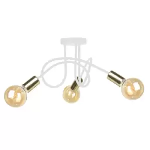 Image of Rumba Multi Arm Semi Flush Ceiling Light White, Gold, 50cm, 3x E27