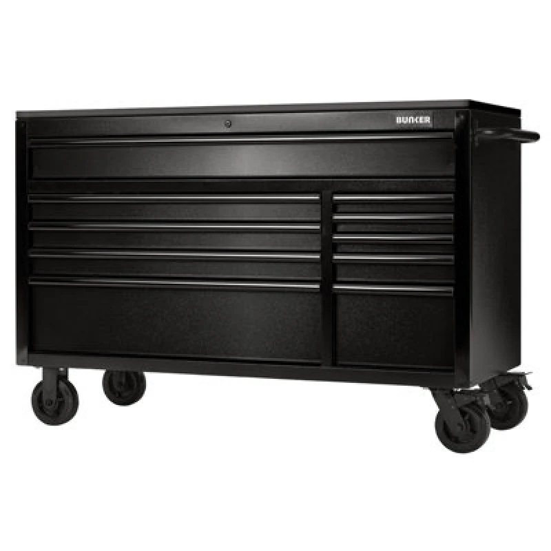 Image of Bunker 10 Drawer Workbench Tool Roller Cabinet 28077 Colour: Black