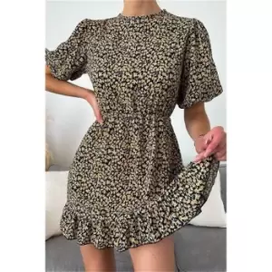 Image of I Saw It First Yellow Woven Floral Puff Sleeve Button Front Midi Dress - Yellow