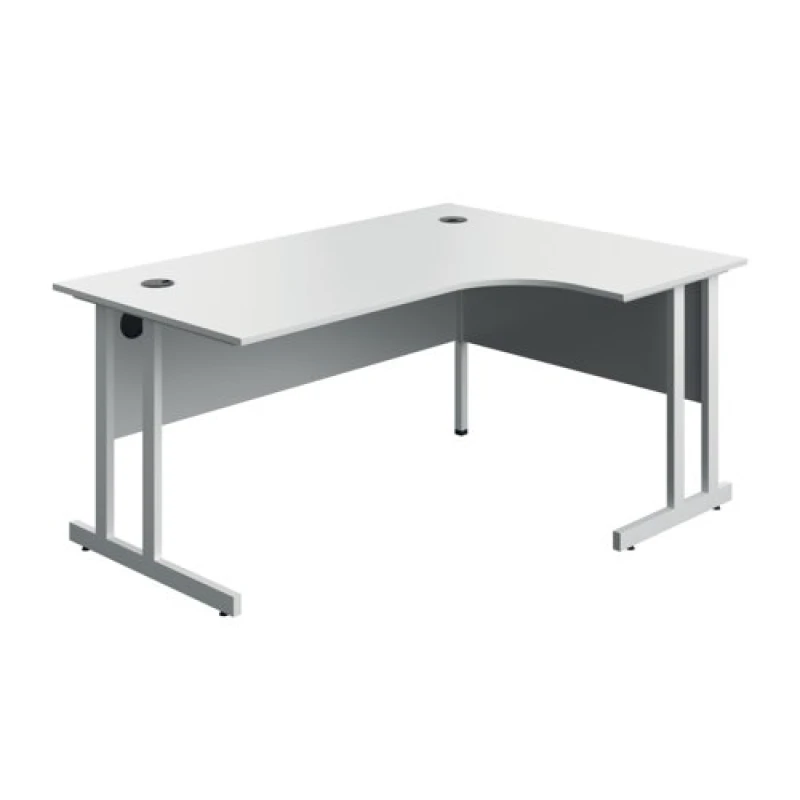 Image of Serrion Twin Upright Right Hand Corner Desk 1600x1200x730mm White/White KF800315