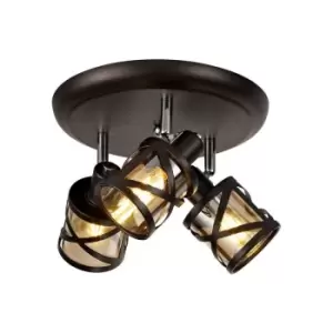 Image of Luminosa Lighting - 3 Light Round Spotlight E14, Oiled Bronze, Polished Chrome, Amber