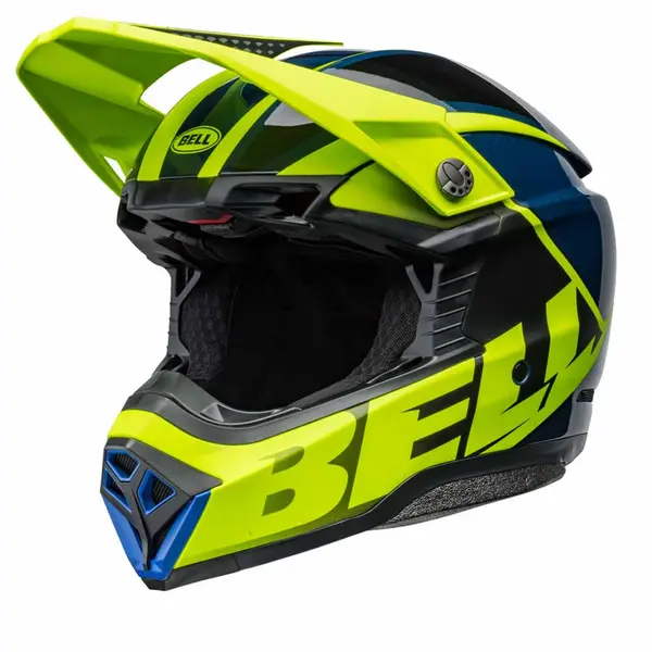 Image of Bell Moto-10 Spherical Sliced Matte Gloss Retina Blue Offroad Helmet Size M