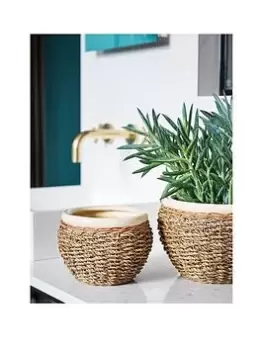 Image of Ivyline Set Of 2 Nested Seagrass Planters