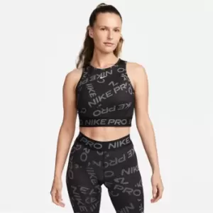 Image of Nike Pro Dri-FIT Womens Crop Printed Tank Top - Black