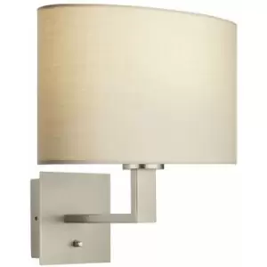 Image of Wall Light Matt Nickel Plate & Taupe Fabric 60W E27 GLS Dimmable e10467