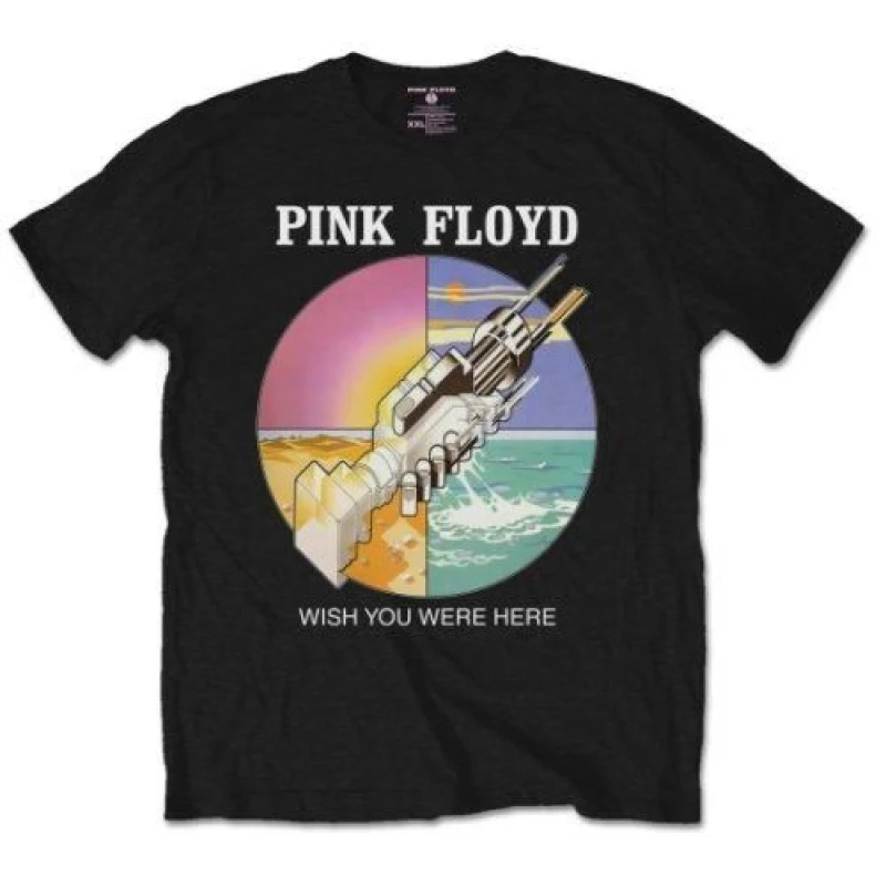 Image of Pink Floyd Pink Floyd Men Wish You Were Here Circle T-Shirt in Black Size: large Black L Male 5063238551336