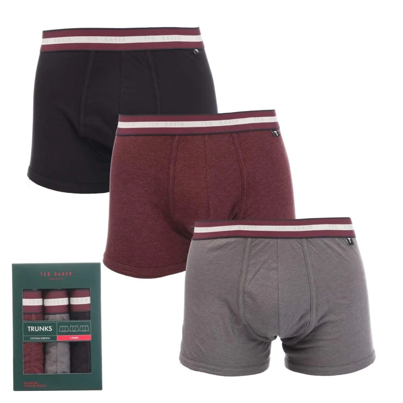 Image of Ted Baker 3 Pack of Cotton Trunks - Black L
