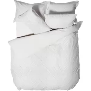 Image of Linen House Palm Springs Chenille Ogee Duvet Cover Set (Single) (White)