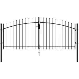 Image of Fence Gate Double Door with Spike Top Steel 3x1.25 m Black Vidaxl Black