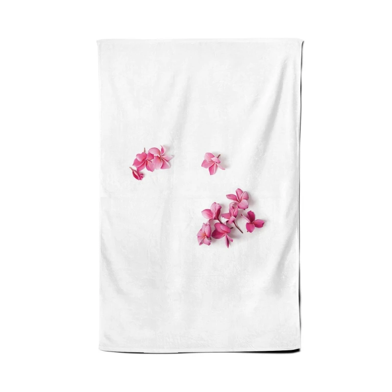 Image of Warren Reed - Designer Pink Frangipani Flowers Tea Towel Pink Unisex