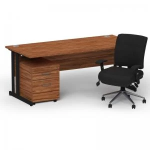 Image of Impulse 1600800 Black Cant Desk Walnut 2 Dr Mobile Ped & Chiro
