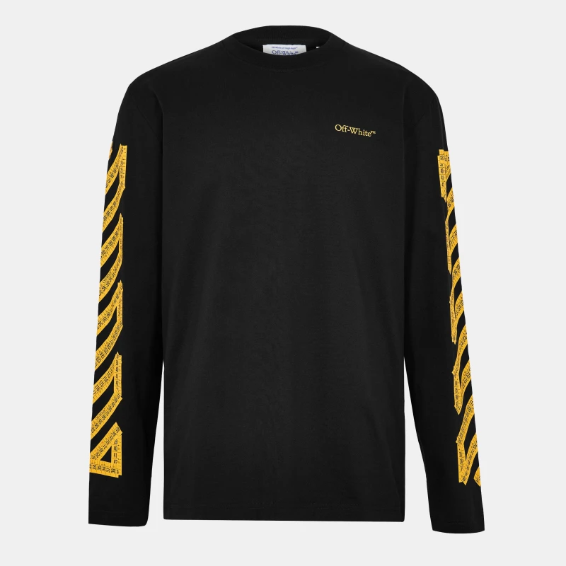 Image of Off White Mens Arrow Skate Long Sleeve T-Shirt Black-Citrus male XS