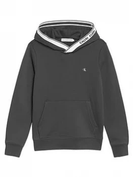 Image of Calvin Klein Jeans Boys Intarsia Hoodie - Black, Size 12 Years
