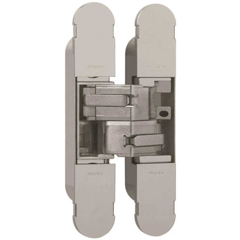 Image of Loops 134 x 24mm Concealed Medium Duty Hinge Fits Unrebated Doors Nickel Plated Metallics