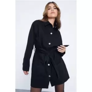 Image of I Saw It First Black Belted Shirt Dress - Black