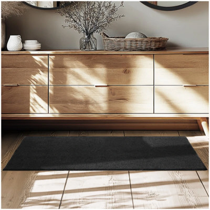 Image of Tectake Rug Zonelle - Short Pile And Ultra-Soft, Rectangular Or Round 60 X 110 Cm - Black