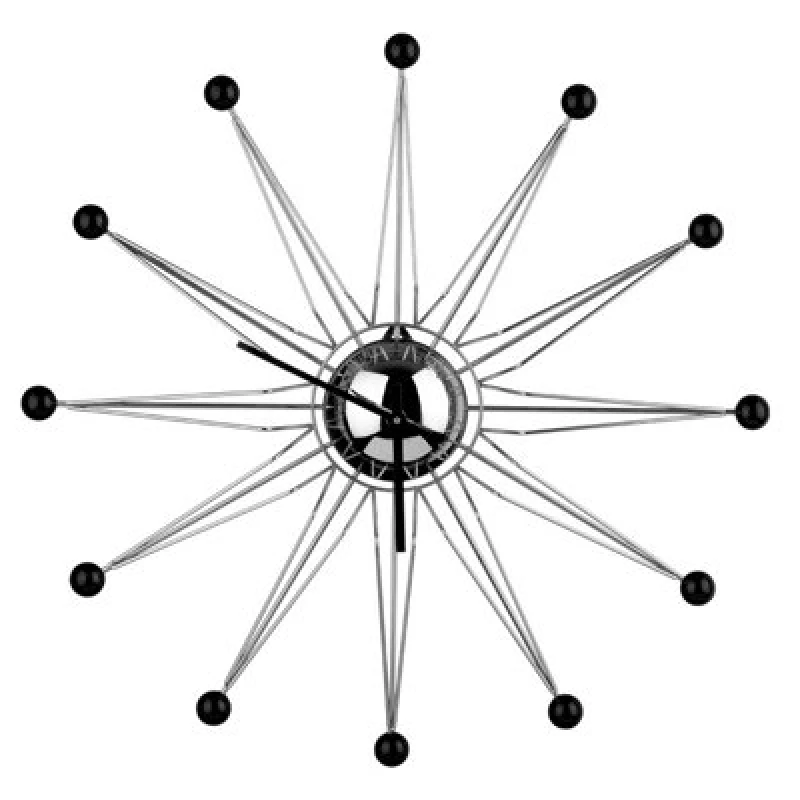 Image of Premier Housewares Interiors by Premier Metal and Black Plastic Balls Wall Clock Silver
