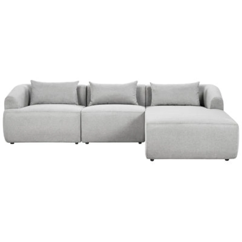 Image of Beliani Corner Sofa 3 Seater Svansele Fabric Grey Left Hand