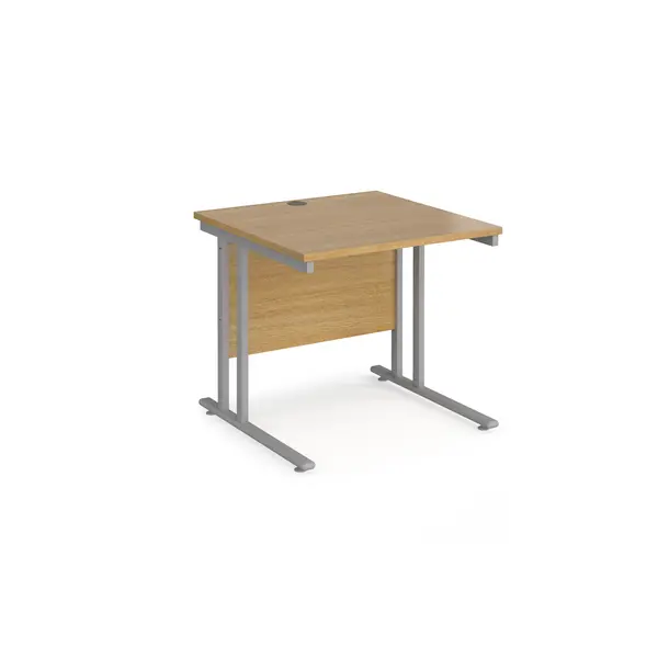 Image of Maestro 25 Straight Desk Silver Frame and Oak Table Top - 800x800mm
