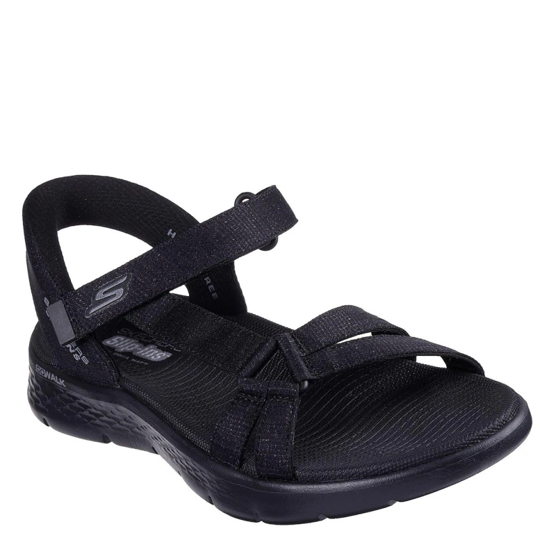 Image of Skechers Womens GO WALK Flex Illuminate Sandal in Black Size: 4 Black Female 4