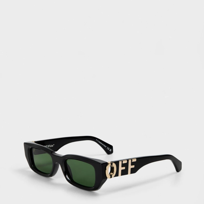 Image of Off White Fillmore 53 Acetate Italian-Made Rectangle Sunglasses Black/Green unisex One Size