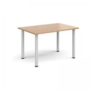 Image of Rectangular white radial leg meeting table 1200mm x 800mm - beech