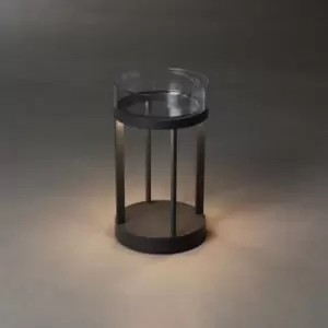 Image of Chieti Outdoor Effect Portable Lantern USB Grey Dimmable 2700, 3000K Glass Deco., IP54
