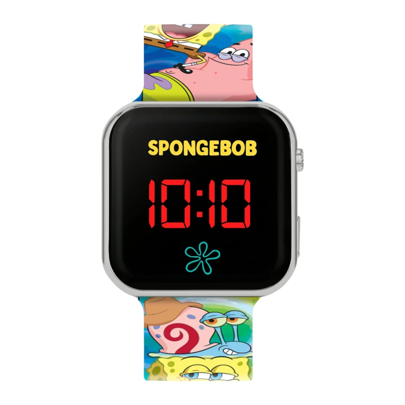 Image of Accutime Spongebob Squarepants Multicoloured Printed Strap LED Watch SGB4160