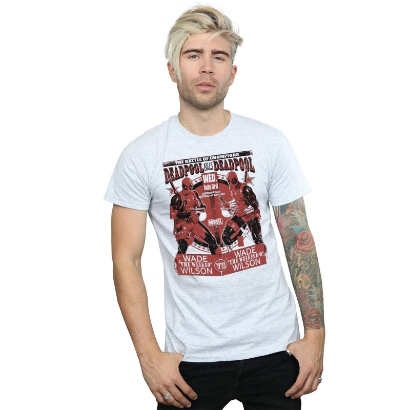 Image of Marvel Marvel Men Deadpool Vs Deadpool T-Shirt in Grey Size: Small Grey S Male 5057736421697